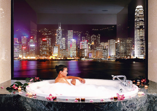 A room overlooking the harbour at the InterContinental Hong Kong has seats to the world's largest permanent light-and-sound show - a dazzling display of Hong Kong's skyline with flashing neon-lit skyscrapers, laser beams and searchlights.
