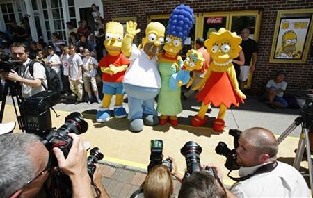 Characters in the film and television show 'The Simpsons' pose for photographers in Springfield, Vermont July 21, 2007. Characters in the film and television show 'The Simpsons' pose for photographers in Springfield, Vermont July 21, 2007.