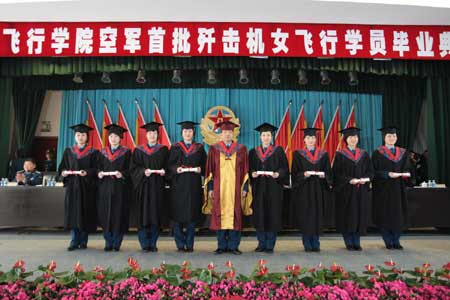 Pilot trainees pose for photos at the graduation ceremony at the Third Army Aviation Institute in China, April 2, 2009. 