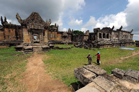 Thai and Cambodian troops exchange a brief gunfire Friday morning near the 900-year-old Preah Vihear temple at the border area. 