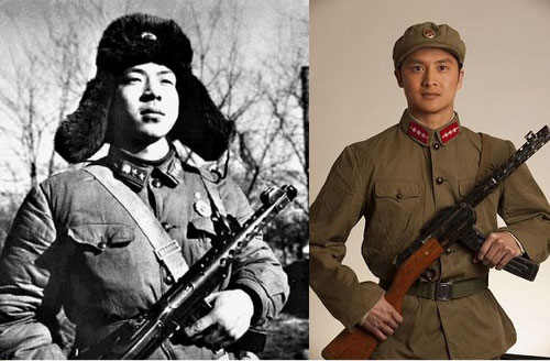 The late model soldier Lei Feng (left) and actor Tian Liang