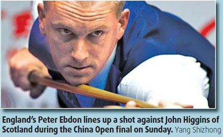 Ebdon edges Higgins to triumph at China Open