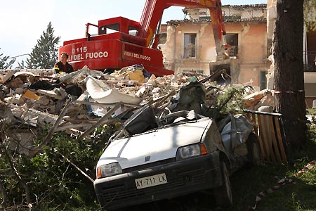 Buildings of L'aquila University are seriously damaged triggered by the earthquake in L'aquila, Italy, April 6, 2009. The strong earthquake that hit central Italy on Monday has killed more than 100 people, injured some 1,500 and left around 70,000 homeless, officials said. 