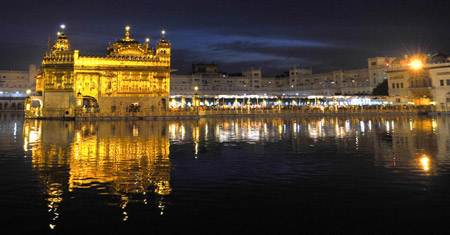 The Golden Temple is lighted in Amritsar, India, April 6, 2009. The temple is the holiest shrine for Sikhs. 