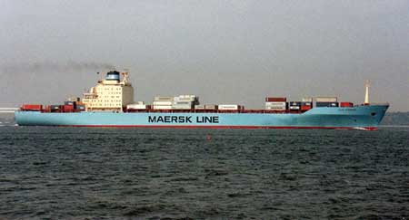 This undated image shows the 17,000-ton container ship Maersk Alabama, when it was operating under the name Maersk Alva, which has been hijacked by Somalia pirates with 20 crew members aboard, Wednesday April 8, 2009, while sailing from Salalah in Oman to the Kenyan port of Mombassa via Djibouti.[Xinhua/AP]