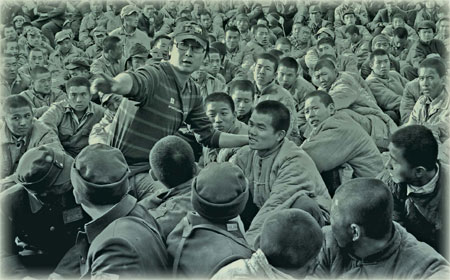 Lu Chuan instructs actors while shooting the film.