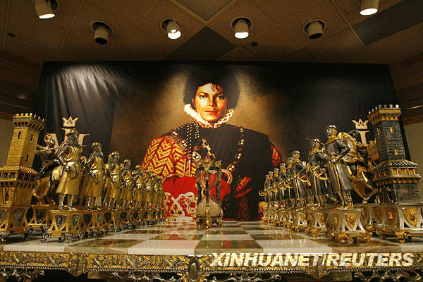 Michael Jackson's marble and parcel-gilt chess set is displayed in Beverly Hills, California April 13, 2009.
