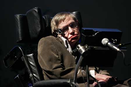 British physicist Stephen Hawking delivers a lecture on 'The Origin of the Universe' at the Heysel conference hall in Brussels in this May 20, 2007 file photo. Hawking, 67, one of the world's foremost physicists and the acclaimed author of 'A Brief History of Time', has been urgently admitted to hospital, Cambridge University said on April 20, 2009. [Xinhua/Reuters]