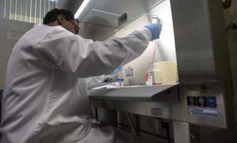 Dr. Karuna Karunakaran works in the vaccine research lab at the B.C. Centre for Disease Control in Vancouver, British Columbia April 28, 2009. [Andy Clark/REUTERS] 