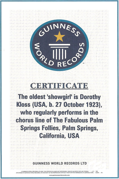 Guiness Book of World Records certificate given to Dorothy Kloss. [barcroftmedia/CFP]