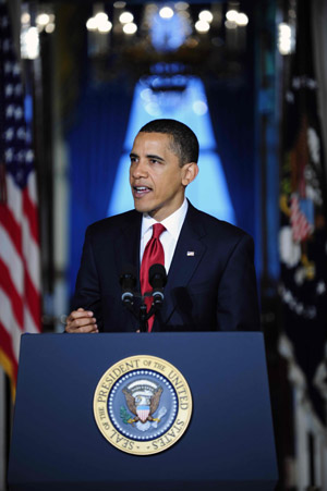 U.S. President Barack Obama delivers remarks on tax reform at the White House in Washington, May 4, 2009. (Xinhua/Zhang Yan)