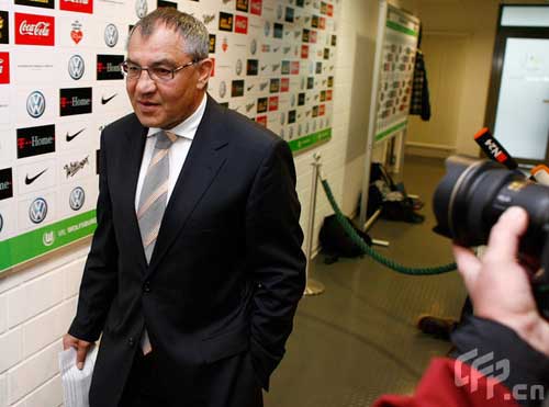 Head coach, manager and sports director Felix Magath arrives for a VfL Wolfsburg press conference on May 6, 2009 in Wolfsburg, Germany. Magath signed for Schalke 04 head coach and manager.
