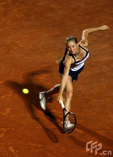 Anna Chakvetadze of Russia hits a backhand during her match against Venus Williams of the USA during day three of the Sony Ericsson WTA Tour Internazionli BNL D'Italia event at Foro Italico on May 6, 2009 in Rome, Italy.