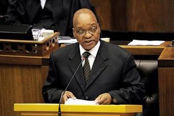 South African President elect Jacob Zuma gives a speech after the swearing in of members of Parliament in Cape Town, South Africa, Wednesday, May 6, 2009. [Gianluigi Guercia, Pool/AP Photo] 