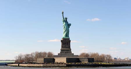 File photo taken on April 12, 2009 shows the Statue of Liberty in New York. Interior Secretary Ken Salazar said on May 8 the crown of the Statue of Liberty will reopen July 4. The statue was closed to the public after the Sept. 11, 2001, terror attacks because of security concerns. 