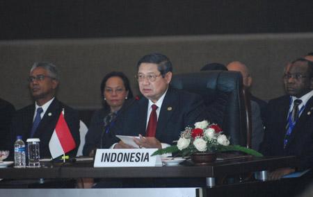 Indonesian President Susilo addresses the Coral Triangle Initiative (CTI) Summit in Manaco, North Sulawesi, Indonesia, May 15, 2009. [Yue Yuewei/Xinhua] 