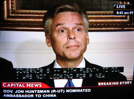 President Barack Obama on Saturday named Utah Governor Jon Huntsman the new U.S. ambassador to China.