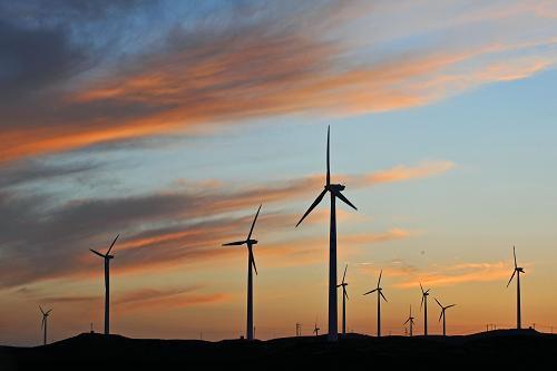 A wind power farm is seen in this undated photo in western China's Ningxia Hui Autonomous Region. China has become the world's fourth country in wind power-installed capacity, an official said on Saturday in Beijing. [Photo: Xinhua]
