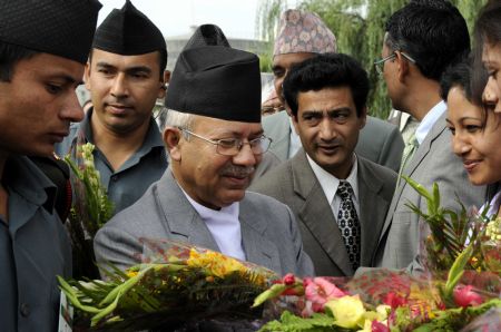 Nepali Prime Minister Madhav Kumar Nepal (3rd L) attends the inauguration ceremony of Civil Servants Hospital (CSH) built with China's support in Katmandu, Nepal, on May 30, 2009. The hospital constructed on a 27,650 square meter land under the agreement between Nepal and China in May 2001 was officially handed over to Nepali government by Chinese government on Oct. 27, 2008. (Xinhua/Chen Qiaoyan)