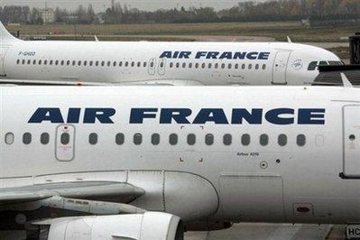 Two Air France passenger planes at Charles De Gaulle airport in Paris. An Air France passenger jet with 215 people on board is missing after dropping off radar over the Atlantic off the Brazilian coast Monday, a Paris airport official said.[AFP/File] 