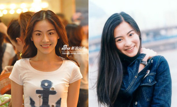 Gong Mi (left), is nicknamed 'little Cecilia Cheung' for her resemblance of the Hong Kong actress (right). 