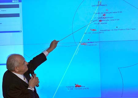 Brazil's Defense Minister Nelson Jobim attends a press conference held in Brasilia, Brazil, June 3, 2009. Brazil Tuesday confirmed the debris found earlier on the open Atlantic Ocean belonged to Air France Flight 447, solidifying the crash of the jet that went missing early Monday. The three-mile (five kilometers) path of wreckage found in the Atlantic Ocean belonged to the Air France jet carrying 228 people that was believed to have crashed into the sea, Brazilian Defense Minister Nelson Jobim said on Tuesday.