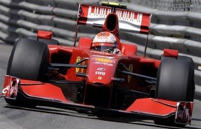 Ferrari's Finnish driver Kimi Raikkonen drives at the Monaco racetrack in Monte Carlo during the Monaco Formula One Grand Prix on May 24. Ferrari and all other teams from the Formula One Teams Association (FOTA) submitted conditional entries for the 2010 Formula One championships. [Gerard Julien/AFP/File] 