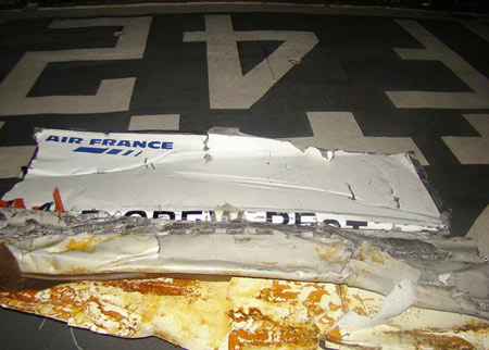 A handout picture from the Brazilian Air Force shows pieces of debris from the crashed Air France Airbus A330 picked out by Brazilian Navy sailors from the Atlantic Ocean, some 745 miles (1,200 km) northeast of Recife. 
