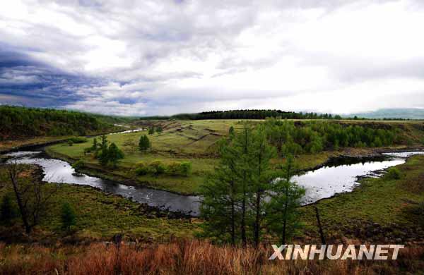 The winding Halaha river flows through the grassland of Aershan Mountain. Photo taken on June 8. [Photo: Xinhuanet] 