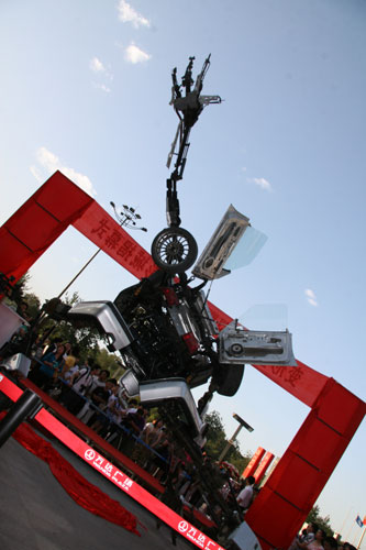 A model of a transformer, modified from a Jetta Sedan, is unveiled in Beijing on Tuesday, June 23, 2009 to mark the debut of the sci-fi film 'Transformers: Revenge of the Fallen.'