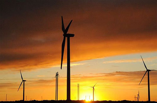 In the picture taken on June 22 is a wind energy power area in Shangyi County, Hebei Province. China plans to build seven wind power bases with a minimum capacity of 10 gigawatts (gW) each by 2020, in a move to dramatically increase the use of the clean energy. [Xinhua]