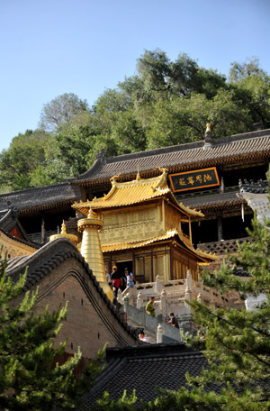 People visit Mt. Wutai in Wutai County, Xinzhou City, north China's Shanxi Province, June 30, 2009. (Xinhua/Meng Chenguang)