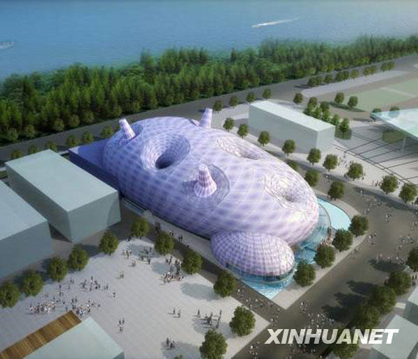 The projected dome of Japan exhibition hall at the 2010 Shanghai World Expo is like cocoon. [Photo: xinhuanet] 
