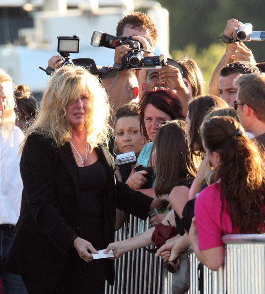 Hair/makeup artist Karen Faye arrives to pay last respects to Michael Jackson at the Forest Lawn Memorial Park on July 6, 2009 in Los Angeles, California. Jackson, 50, the iconic pop star, died at UCLA Medical Center after going into cardiac arrest at his rented home on June 25 in Los Angeles, California.