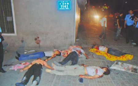 File photo released by the government of Urumqi City in a press conference in Urumqi, capital of northwest China's Xinjiang Uygur Autonomous Region, on July 7, 2009, shows victims of the riot.[Xinhua]