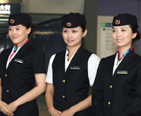 Uniforms of workers on subway Line 4 in Beijing 