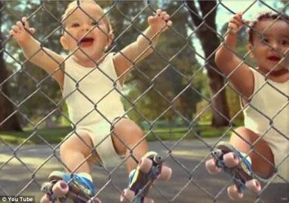 Scroll down for the video: The video of babies performing skating stunts has been watched over 4 million times on YouTube lone in the last week alone. [CCTV.com] 