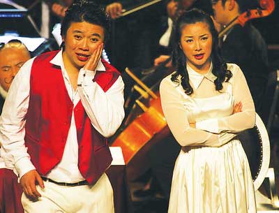 Scenes from the Chinese version of The Marriage of Figaro.