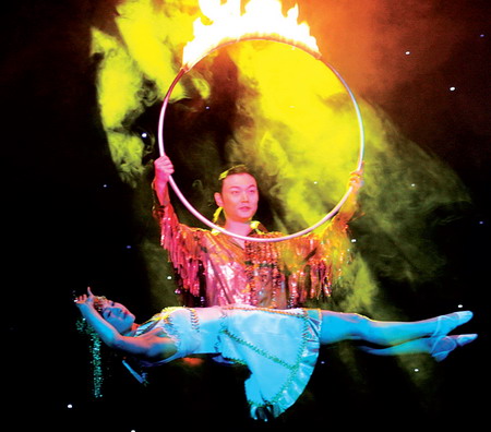 Li Ning in action at the China Pingju Opera Theater, June 8.