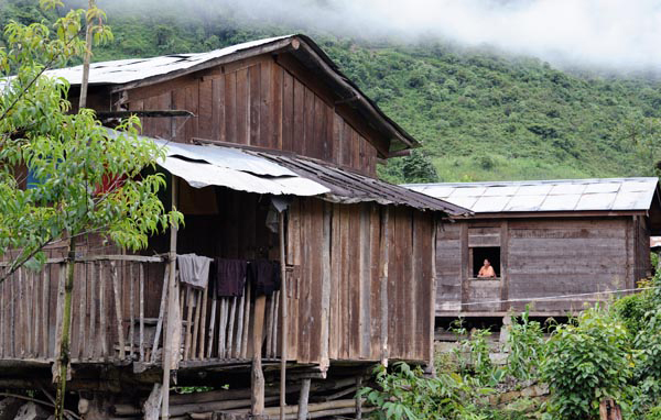  The wooden houses of the Moinba ethnic minority group in Medog County. [Photo: Xinhuanet]