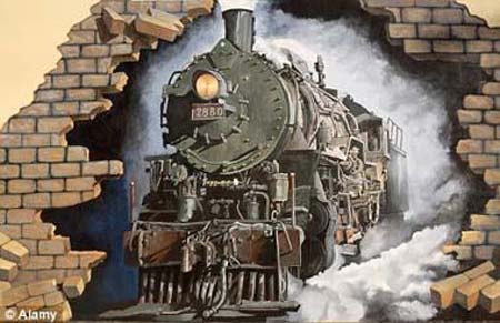 Work of art: One of the two steam train murals at Broken Hill