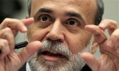 Federal Reserve Chairman Ben Bernanke delivers a report on the country's economic and financial health before the House Financial Services Committee, on Capitol Hill in Washington, Tuesday, July 21, 2009. [J. Scott Applewhite/CCTV/AP Photo] 