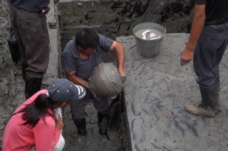 People work at an archaeological site in Xihu Township in the Weiyang District of Yangzhou City, east China's Jiangsu Province, July 29, 2009. [Wang Naisi/Xinhua]