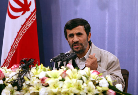 Iranian President Mahmoud Ahmadinejad delivers a speech in Tehran, in this file photo taken on Jan. 15, 2009. Mahmoud Ahmadinejad has won Iran's 10th presidential election, the country's official news agency said on June 12, 2009. [Xinhua]