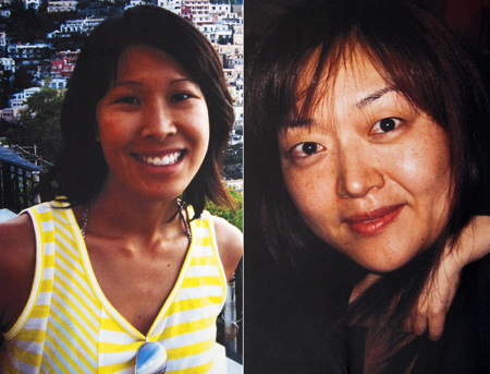 Undated pictures of journalists Laura Ling (L) and Euna Lee are displayed during a public vigil in San Francisco, California, June 24, 2009. The two female American journalists just amnestied by the Democratic People's Republic of Korea (DPRK) left Pyongyang on Wednesday morning aboard a chartered plane carrying the homebound former U.S. president Bill Clinton. [Xinhua via agencies]