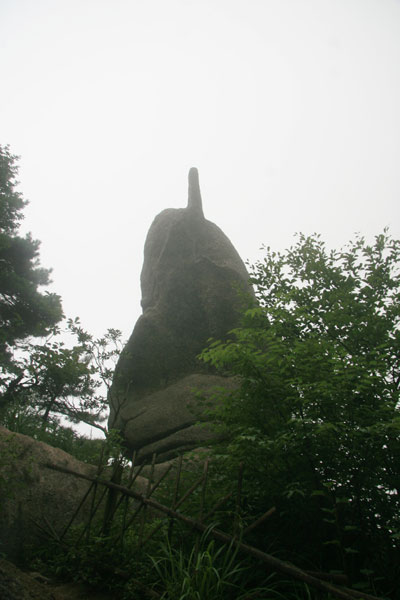 The Mobile-phone-shaped Stone on Huangshan Mountain of east China's Anhui province. [Photo: CRIENGLISH.com]
