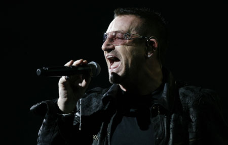 Bono of U2 performs during their 