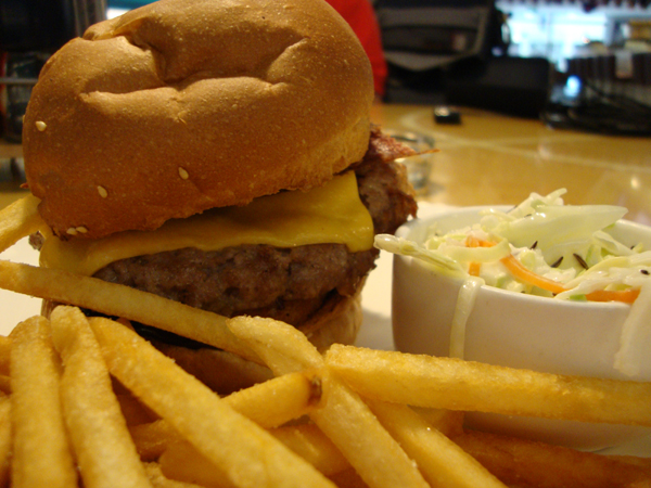 The Western Burger comes with fries and cole slaw. 