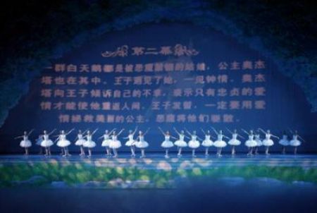 Members of the Russian Imperial Ballet perform Swan Lake at the Beijing Olympics swimming competition pool at the National Aquatics Centre, also known as the Water Cube, in Beijing August 13, 2009. (Photo Source:chinadaily.com)