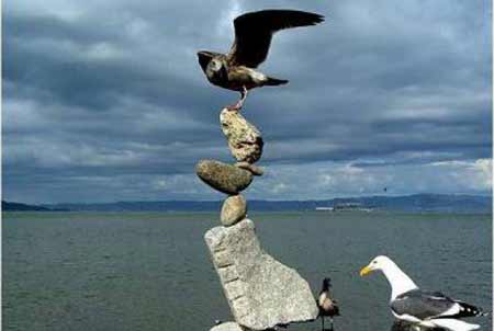 Bill Dan's rock balancing works [CCTV.com]